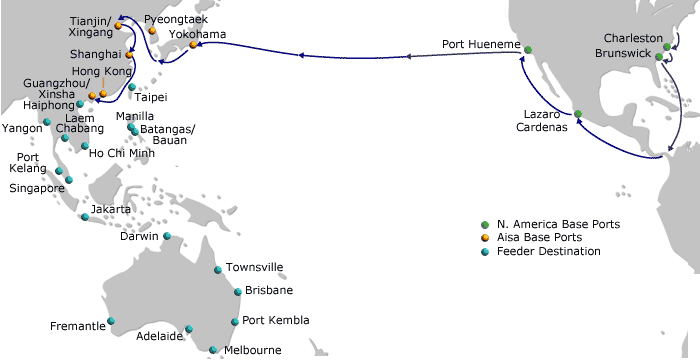 NAX USEC/USWC Asia/Australia Express Service Map Thumbnail